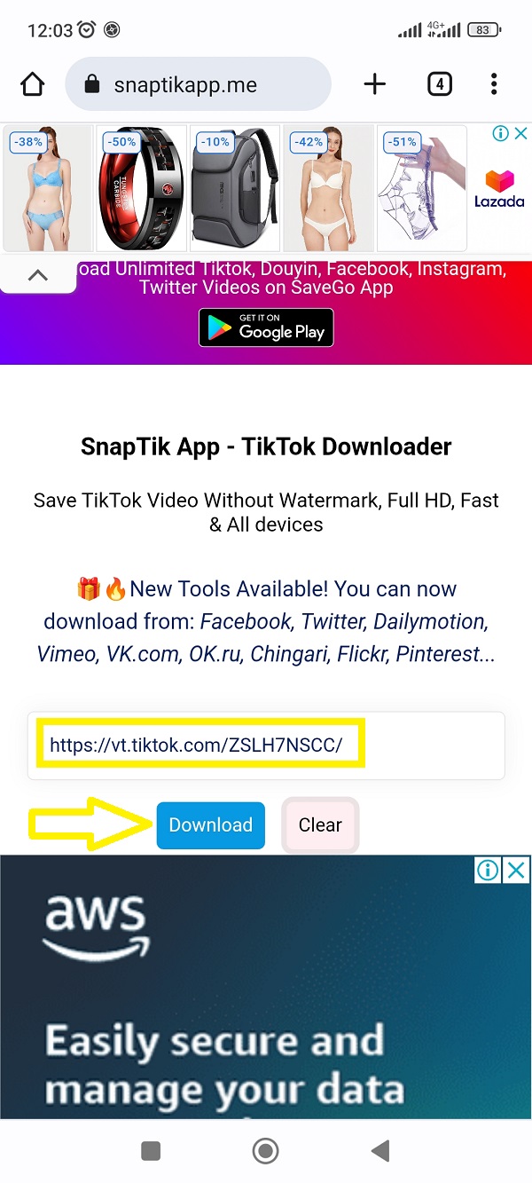 Hướng dẫn cách tải video Tiktok không logo, watarmark bằng SnapTik App